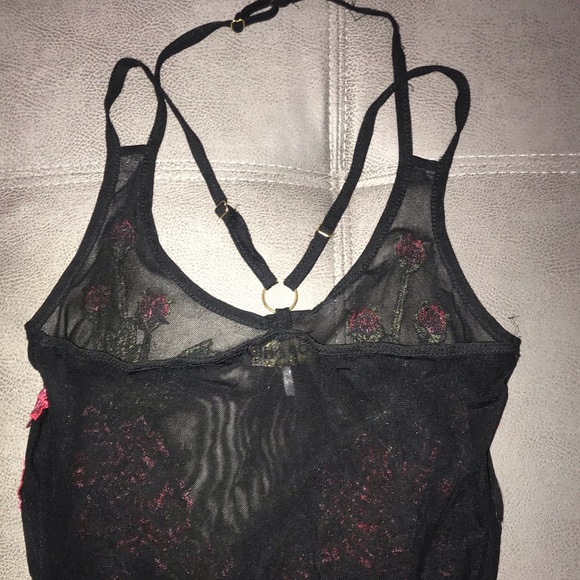 Floral Black Mesh Bodysuit - Picture 3 of 3